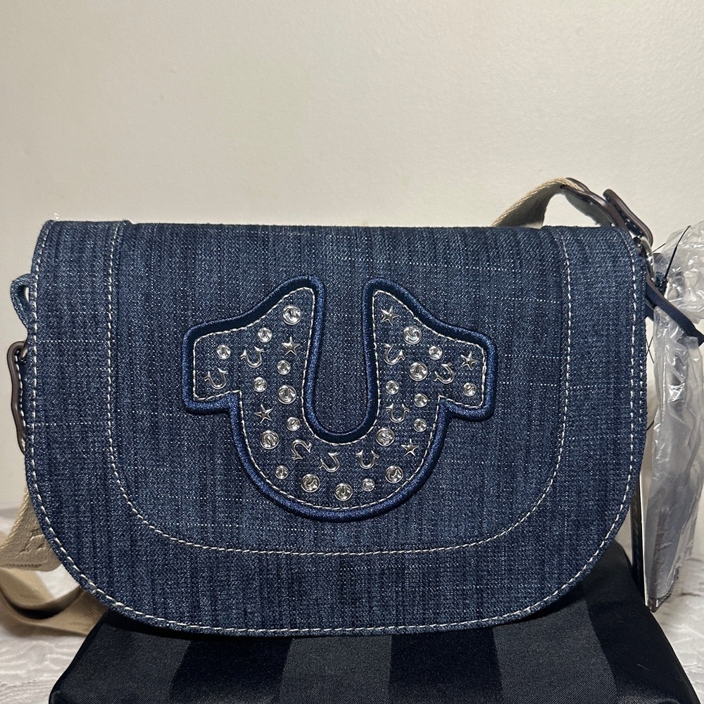 True Religion Blue Denim Crossbody Bag
